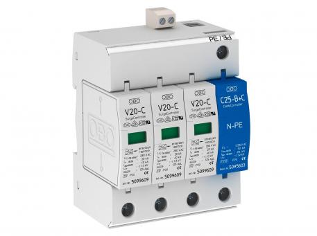 Overspenningsavleder 3-polet + NPE med fjernsignalisering 280 V 3+N/PE | 280 | IP20