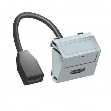 HDMI-tilkobling, 1 modul, vinklet uttak, med tilkoblingskabel  |  | HDMI | alu-lakkert
