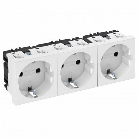 Stikkontakt 0°, jordet stikkontakt, trippel 3 | Trippel 0° | ren hvit; RAL 9010